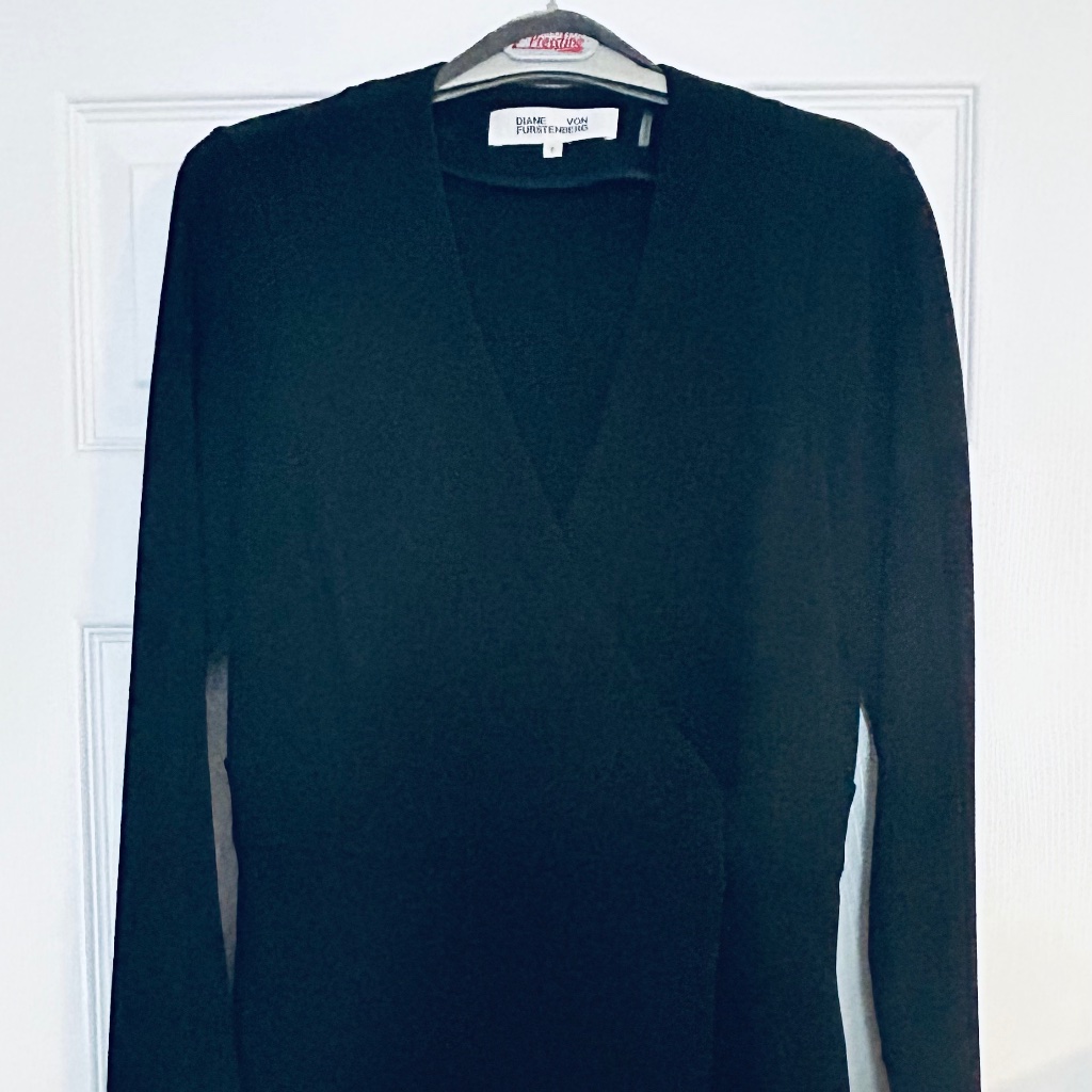 Diane Von Furstenberg Black Wrap Coat Dress